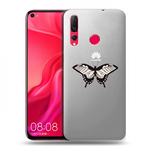 Полупрозрачный дизайнерский пластиковый чехол для Huawei Nova 4 прозрачные Бабочки 