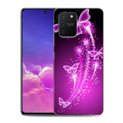 Дизайнерский силиконовый с усиленными углами чехол для Samsung Galaxy S10 Lite Бабочки фиолетовые
