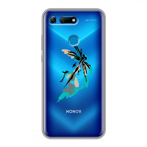 Полупрозрачный дизайнерский пластиковый чехол для Huawei Honor View 20 Прозрачные цветочки