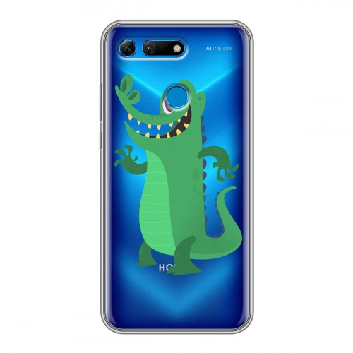 Полупрозрачный дизайнерский пластиковый чехол для Huawei Honor View 20 Прозрачные крокодилы