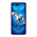 Полупрозрачный дизайнерский силиконовый чехол для Huawei Honor View 20 Прозрачные лошади и единороги 