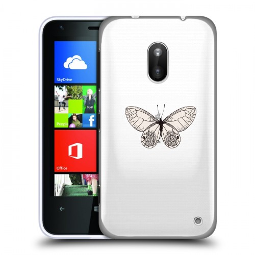 Полупрозрачный дизайнерский пластиковый чехол для Nokia Lumia 620 прозрачные Бабочки 