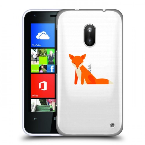 Полупрозрачный дизайнерский пластиковый чехол для Nokia Lumia 620 Прозрачные лисы