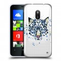 Полупрозрачный дизайнерский пластиковый чехол для Nokia Lumia 620 Прозрачные леопарды
