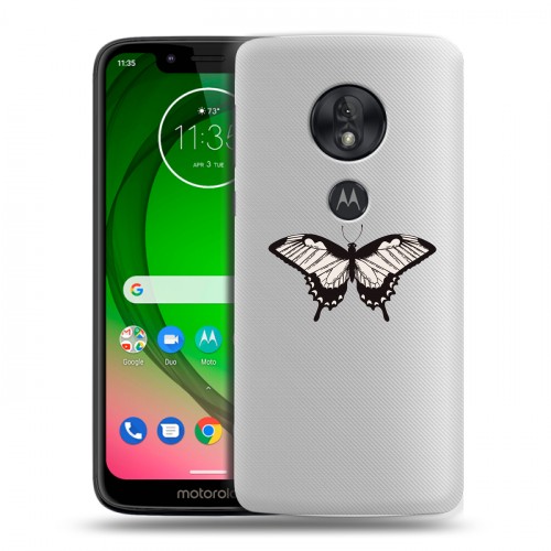 Полупрозрачный дизайнерский пластиковый чехол для Motorola Moto G7 Play прозрачные Бабочки 