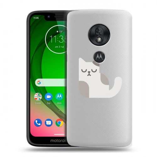 Полупрозрачный дизайнерский пластиковый чехол для Motorola Moto G7 Play Прозрачные кошки