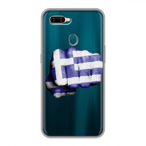 Полупрозрачный дизайнерский пластиковый чехол для OPPO AX7 флаг греции