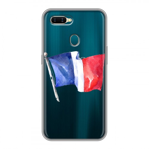 Полупрозрачный дизайнерский пластиковый чехол для OPPO AX7 Флаг Франции