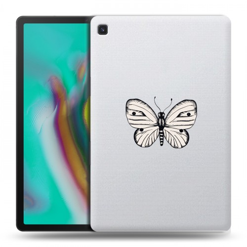 Полупрозрачный дизайнерский силиконовый чехол для Samsung Galaxy Tab S5e прозрачные Бабочки 