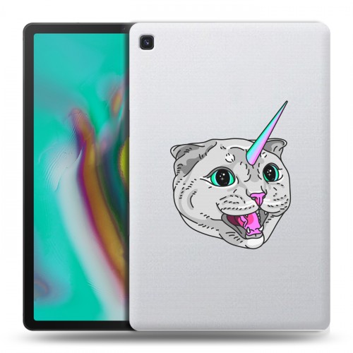 Полупрозрачный дизайнерский пластиковый чехол для Samsung Galaxy Tab S5e Прозрачные кошки