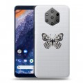 Полупрозрачный дизайнерский пластиковый чехол для Nokia 9 PureView прозрачные Бабочки 