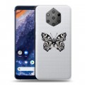 Полупрозрачный дизайнерский пластиковый чехол для Nokia 9 PureView прозрачные Бабочки 