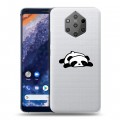 Полупрозрачный дизайнерский пластиковый чехол для Nokia 9 PureView Прозрачные панды - смайлики