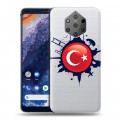 Полупрозрачный дизайнерский пластиковый чехол для Nokia 9 PureView Флаг Турции
