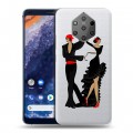 Полупрозрачный дизайнерский силиконовый чехол для Nokia 9 PureView Прозрачные танцоры 