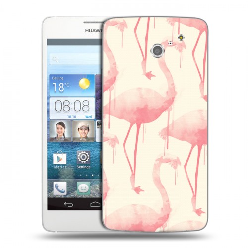 Дизайнерский пластиковый чехол для Huawei Ascend D2 Розовые фламинго