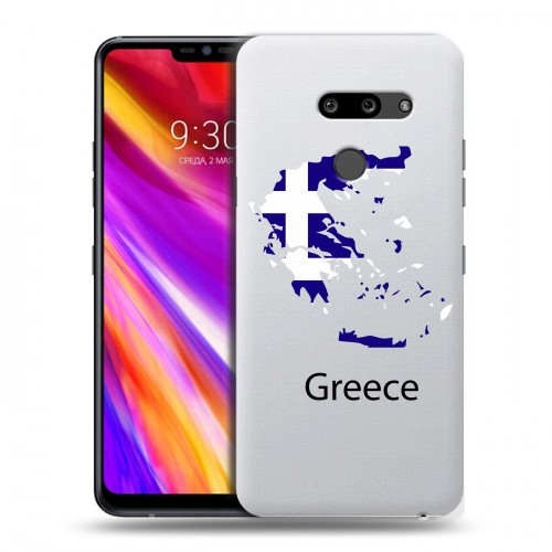 Полупрозрачный дизайнерский пластиковый чехол для LG G8 ThinQ флаг греции