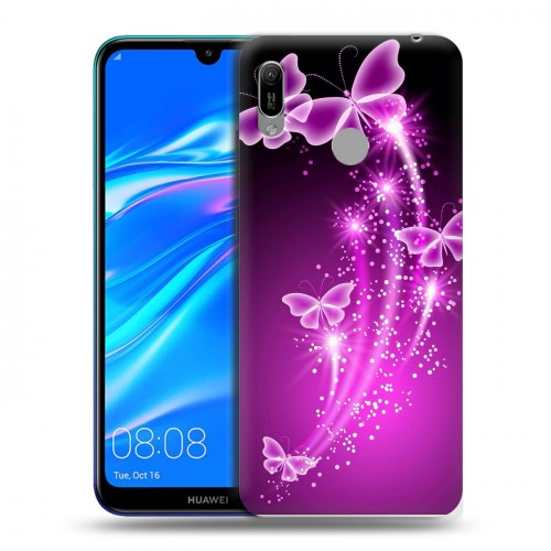 Дизайнерский пластиковый чехол для Huawei Y6 (2019) Бабочки фиолетовые