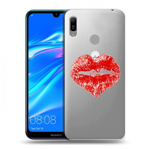 Полупрозрачный дизайнерский пластиковый чехол для Huawei Y6 (2019) Прозрачные поцелуи