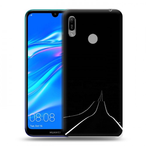 Дизайнерский пластиковый чехол для Huawei Y6 (2019) Минимализм на черном