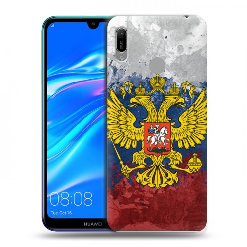 Дизайнерский пластиковый чехол для Huawei Y6 (2019) Российский флаг и герб