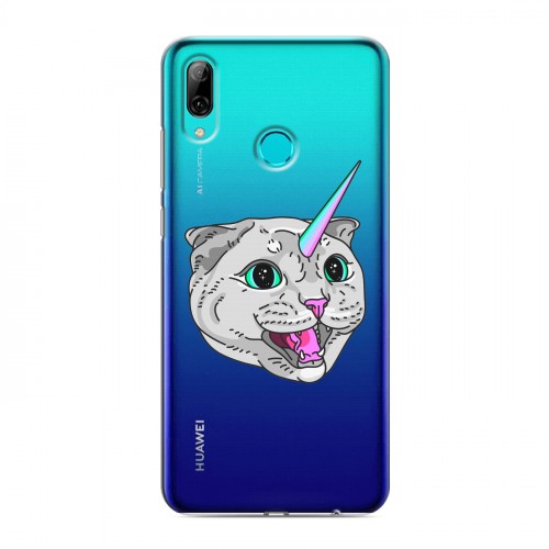 Полупрозрачный дизайнерский пластиковый чехол для Huawei Y7 (2019) Прозрачные кошки