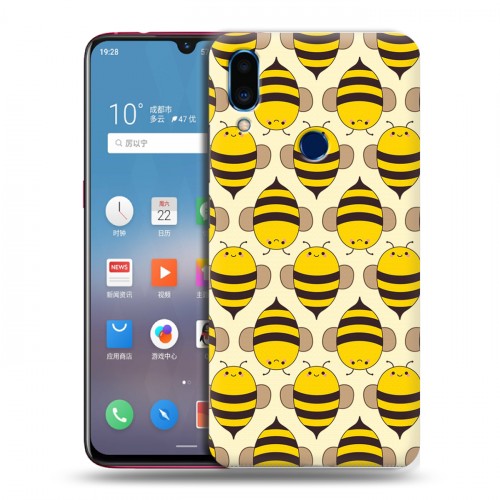Дизайнерский пластиковый чехол для Meizu Note 9 Пчелиные узоры