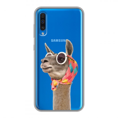 Полупрозрачный дизайнерский пластиковый чехол для Samsung Galaxy A50 Мятные звери