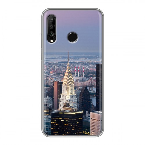 Дизайнерский силиконовый с усиленными углами чехол для Huawei P30 Lite Нью-Йорк