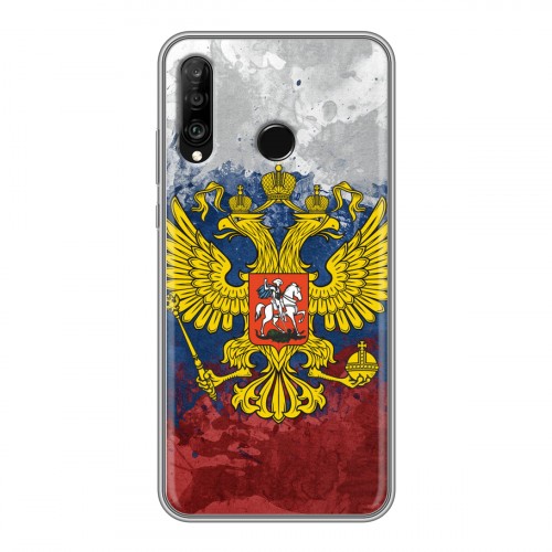 Дизайнерский силиконовый чехол для Huawei P30 Lite Российский флаг и герб