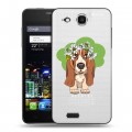 Полупрозрачный дизайнерский пластиковый чехол для Alcatel One Touch Idol Ultra Прозрачные собаки