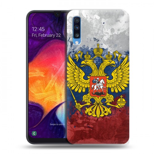 Дизайнерский силиконовый с усиленными углами чехол для Samsung Galaxy A70 Российский флаг и герб