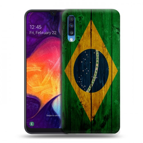 Дизайнерский силиконовый с усиленными углами чехол для Samsung Galaxy A70 Флаг Бразилии