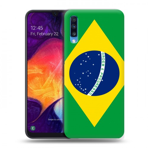 Дизайнерский силиконовый с усиленными углами чехол для Samsung Galaxy A70 Флаг Бразилии
