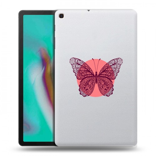 Полупрозрачный дизайнерский пластиковый чехол для Samsung Galaxy Tab A 10.1 (2019) прозрачные Бабочки 