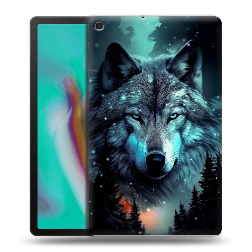 Дизайнерский силиконовый чехол для Samsung Galaxy Tab A 10.1 (2019) Волк и луна