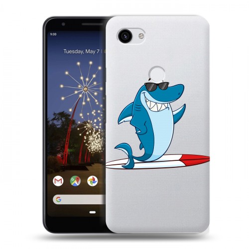 Полупрозрачный дизайнерский пластиковый чехол для Google Pixel 3a XL Прозрачные акулы