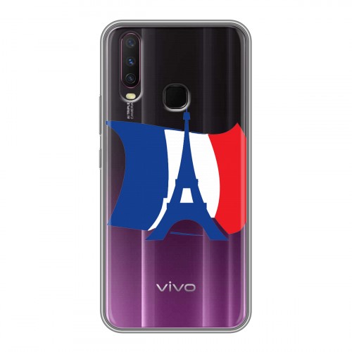 Полупрозрачный дизайнерский силиконовый чехол для Vivo Y17 Флаг Франции