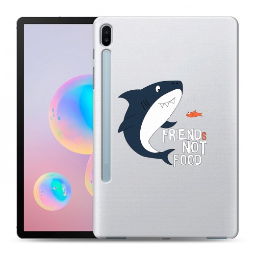 Полупрозрачный дизайнерский пластиковый чехол для Samsung Galaxy Tab S6 Прозрачные акулы