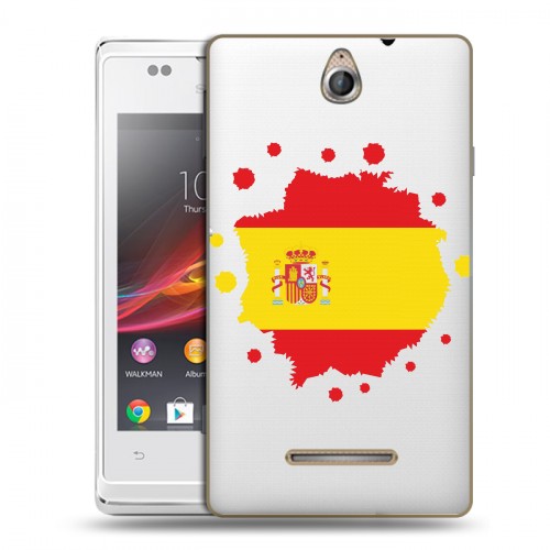 Полупрозрачный дизайнерский пластиковый чехол для Sony Xperia E флаг Испании