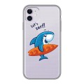 Полупрозрачный дизайнерский силиконовый чехол для Iphone 11 Прозрачные акулы