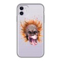 Полупрозрачный дизайнерский силиконовый чехол для Iphone 11 Прозрачные обезьяны