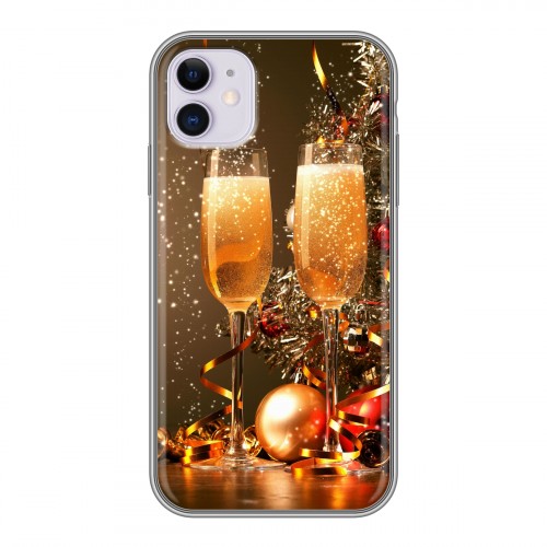 Дизайнерский силиконовый чехол для Iphone 11 Новогодние бокалы