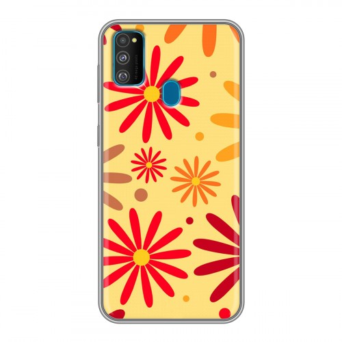 Дизайнерский силиконовый чехол для Samsung Galaxy M30s Бежевые цветы