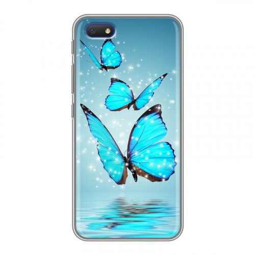 Дизайнерский пластиковый чехол для Alcatel 1V (2019) Бабочки голубые