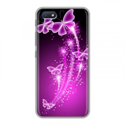 Дизайнерский пластиковый чехол для Alcatel 1V (2019) Бабочки фиолетовые
