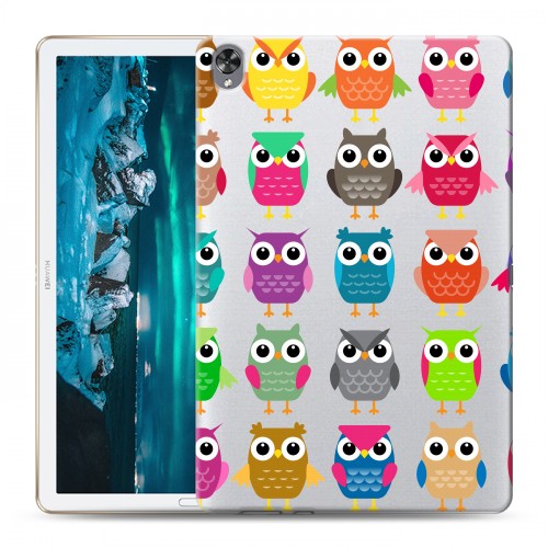 Полупрозрачный дизайнерский пластиковый чехол для Huawei MediaPad M6 10.8 Прозрачные совы
