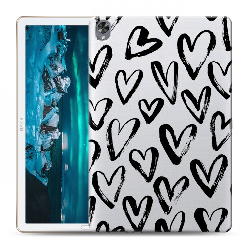 Полупрозрачный дизайнерский силиконовый чехол для Huawei MediaPad M6 10.8 Стильные сердца