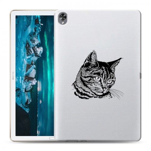 Полупрозрачный дизайнерский пластиковый чехол для Huawei MediaPad M6 10.8 Прозрачные кошки