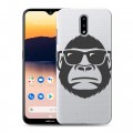 Полупрозрачный дизайнерский пластиковый чехол для Nokia 2.3 Прозрачные обезьяны